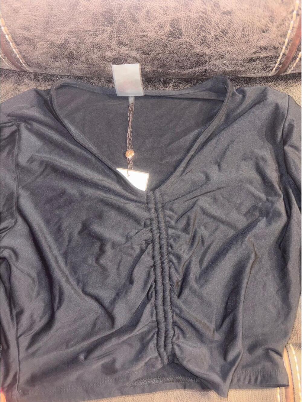 Calia Ruched Rashguard Top Small Black UPF 50+ Long Sleeve Swim Shirt NWT